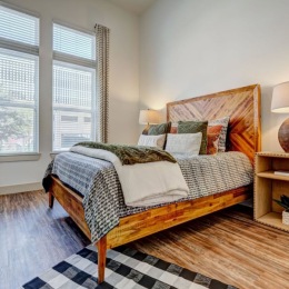 bedroom with a large window