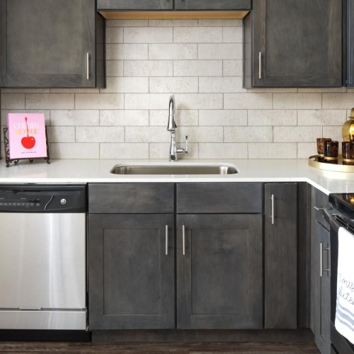 Spacious kitchens with thoughtful details a kitchen with black cabinets